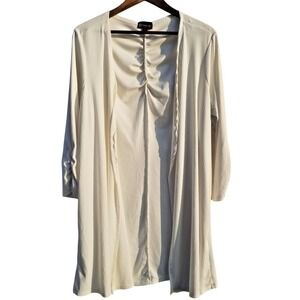 B Famous Ivory Ribbed Ruched Back Duster Cardigan Sweater 2X